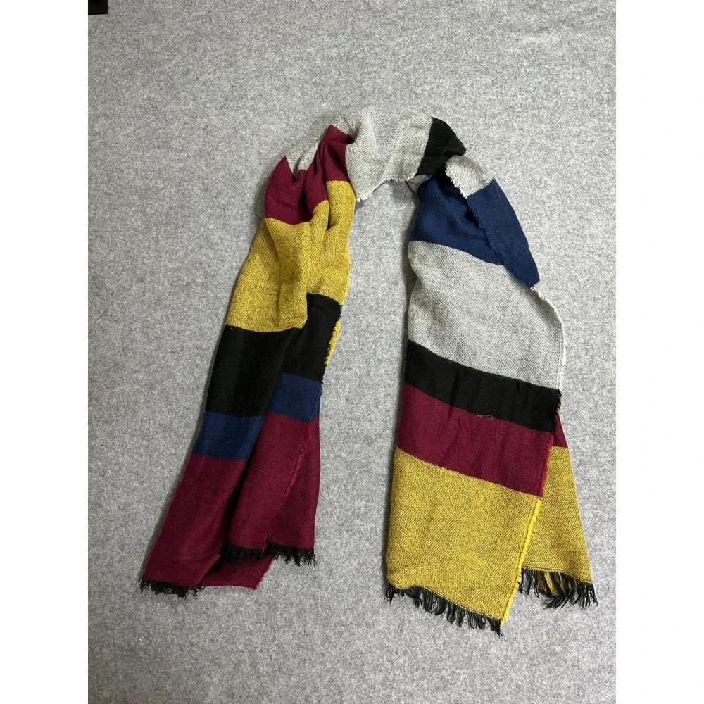 Merona Striped Blanket Scarf‎ One Size Multicolor Acrylic Oversized Fringe